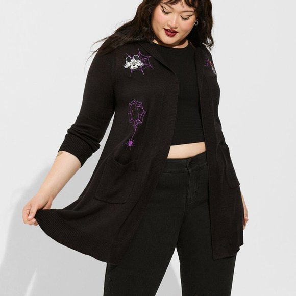 ❤️NWT VINTAGE TORRID CARDIGAN MICKEY MINNIE MOUSE HALLOWEEN HOODIE SWEATER PLUS - Picture 6 of 13